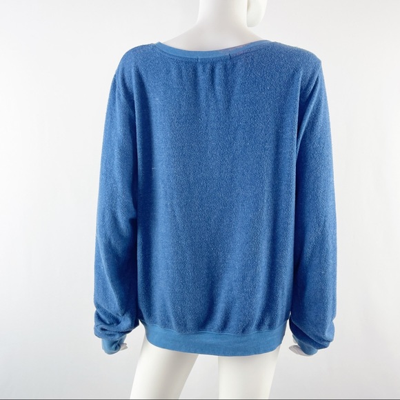 Wildfox Size L Blue RED WINE & BLUE Soft Knit Pullover Sweater July 4th USA - Picture 6 of 10